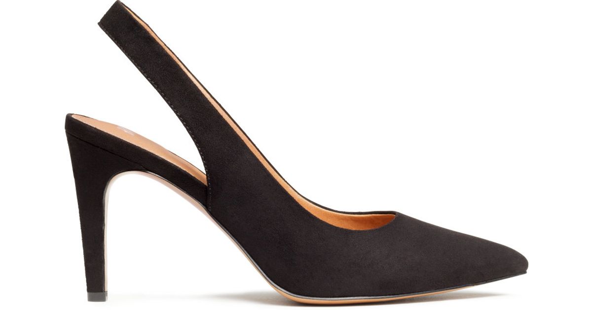 black slingback court shoes