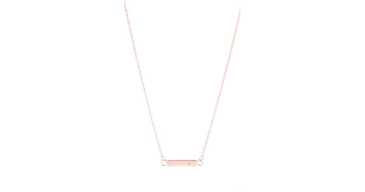 Jennifer Zeuner Chelsea Mini Bar Necklace With Diamond in Rose Gold