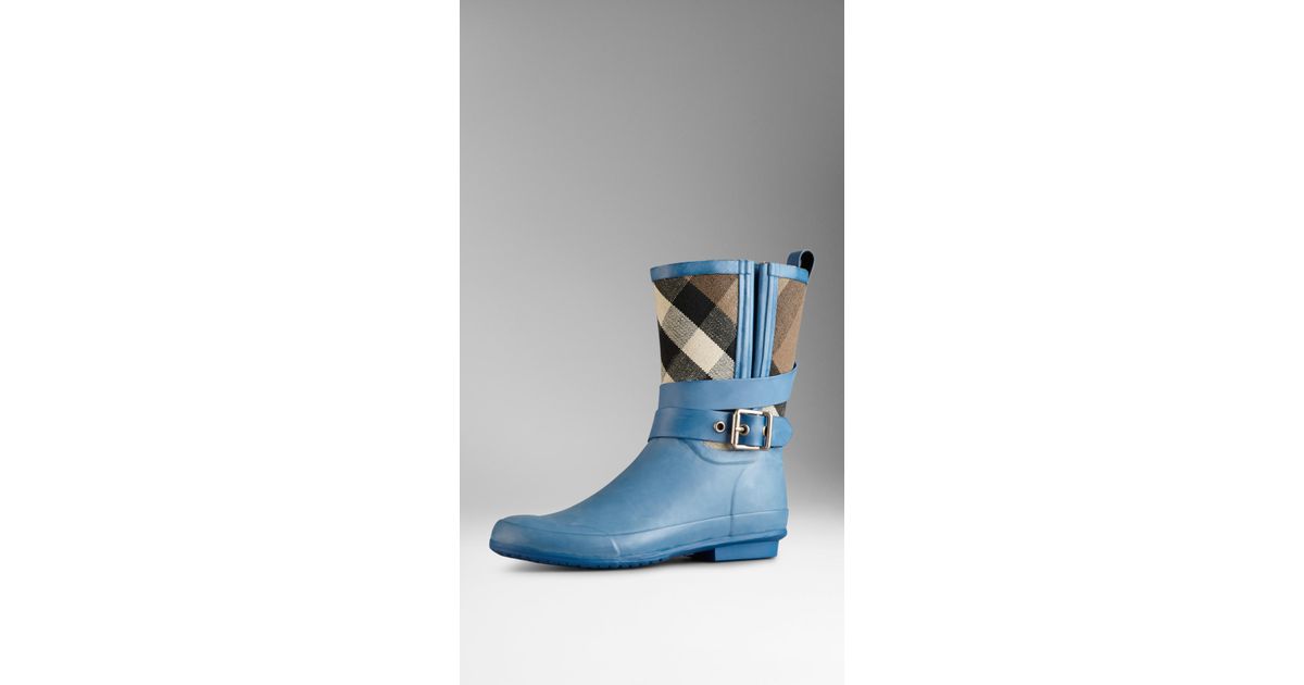 blue burberry rain boots