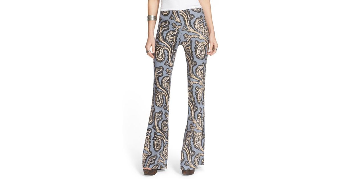 printed flare leg pants