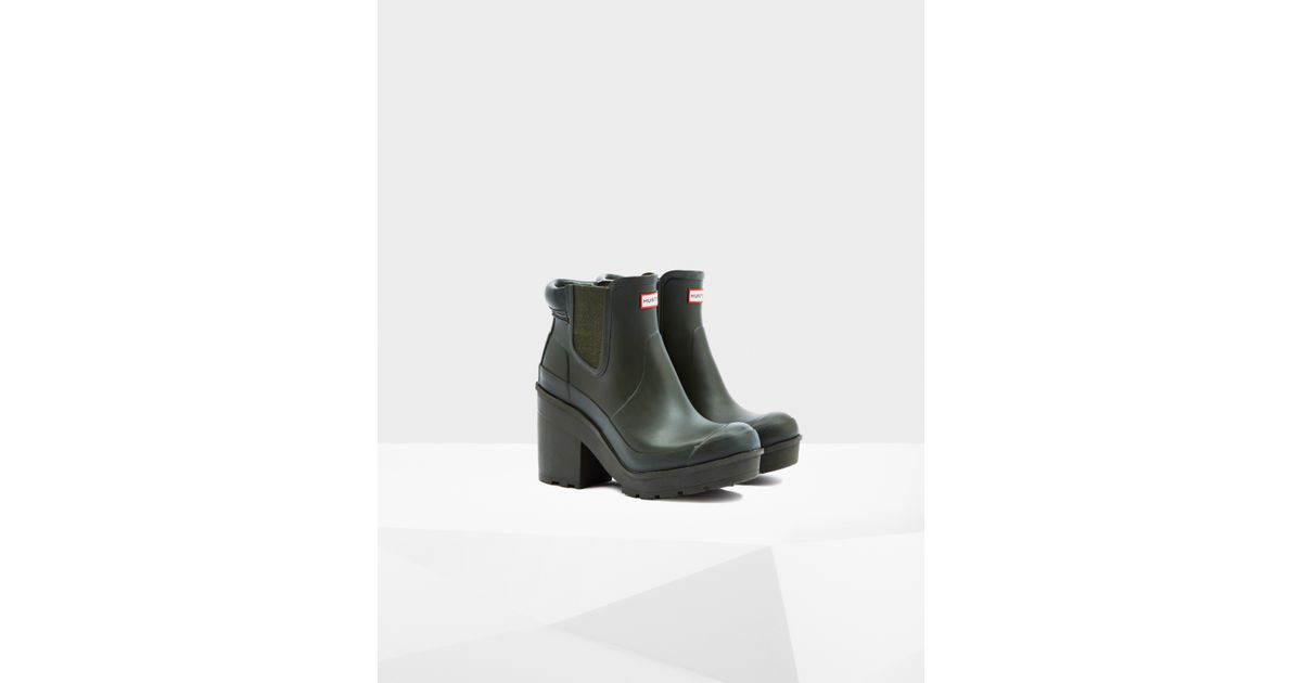 hunter chelsea boots olive green