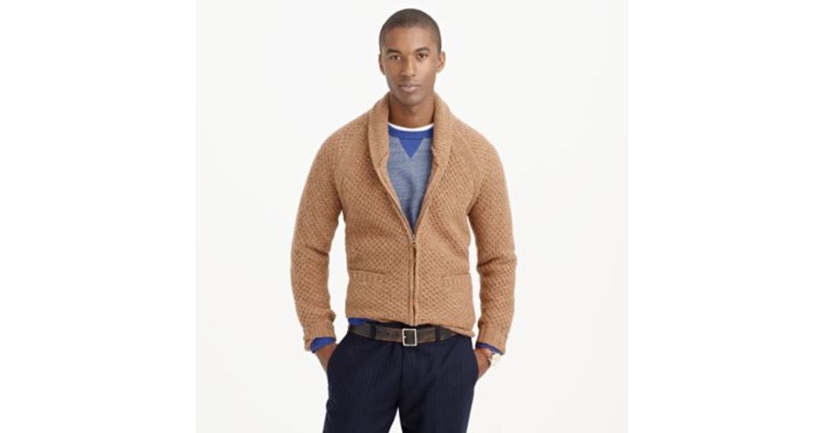 J Crew Wallace Barnes Shetland Wool Zip Cardigan Sweater In
