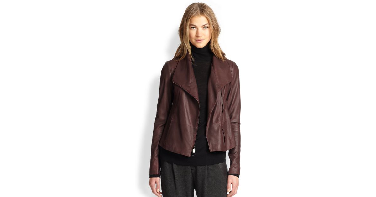 Vince Leather Scuba Jacket in Purple Lyst