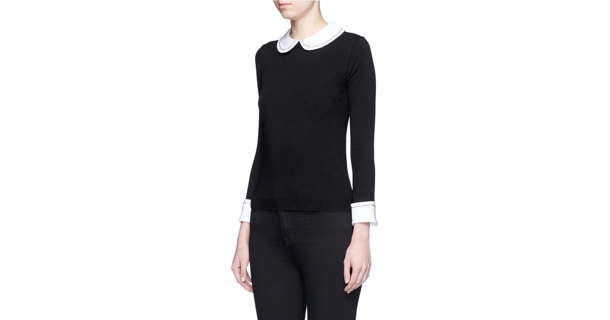 Alice + Olivia Porla Peter Pan Collar Sweater in Black Lyst
