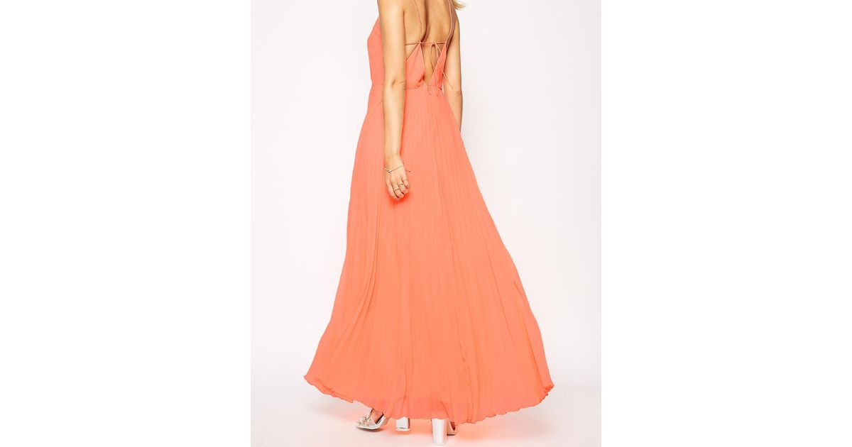 pleated cami maxi dress