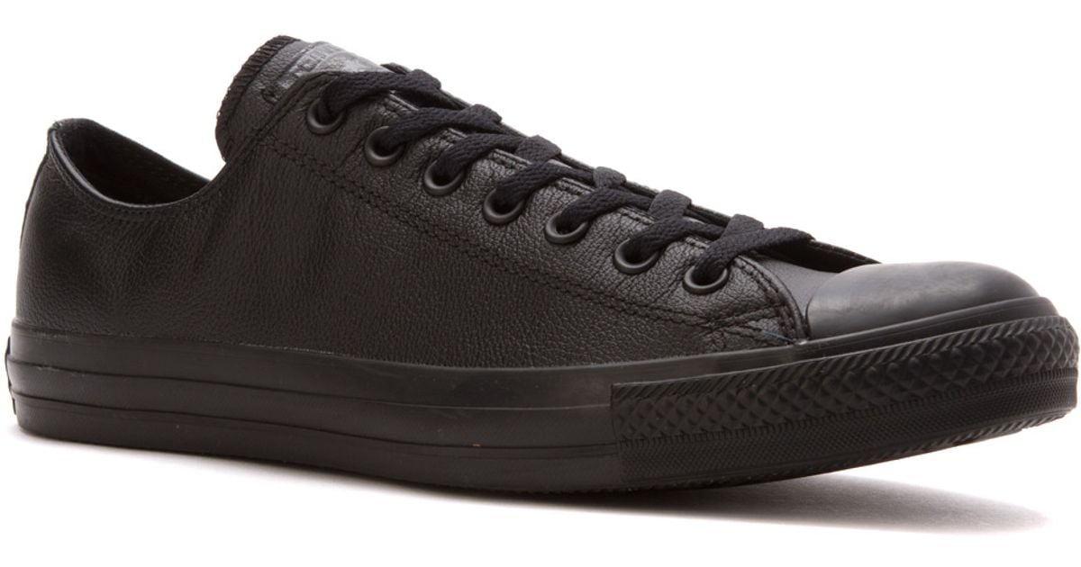 Converse Chuck Taylor Leather Low Top Sneaker In Black Monochrome