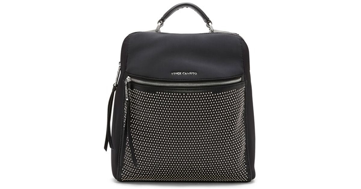 vince camuto black leather backpack