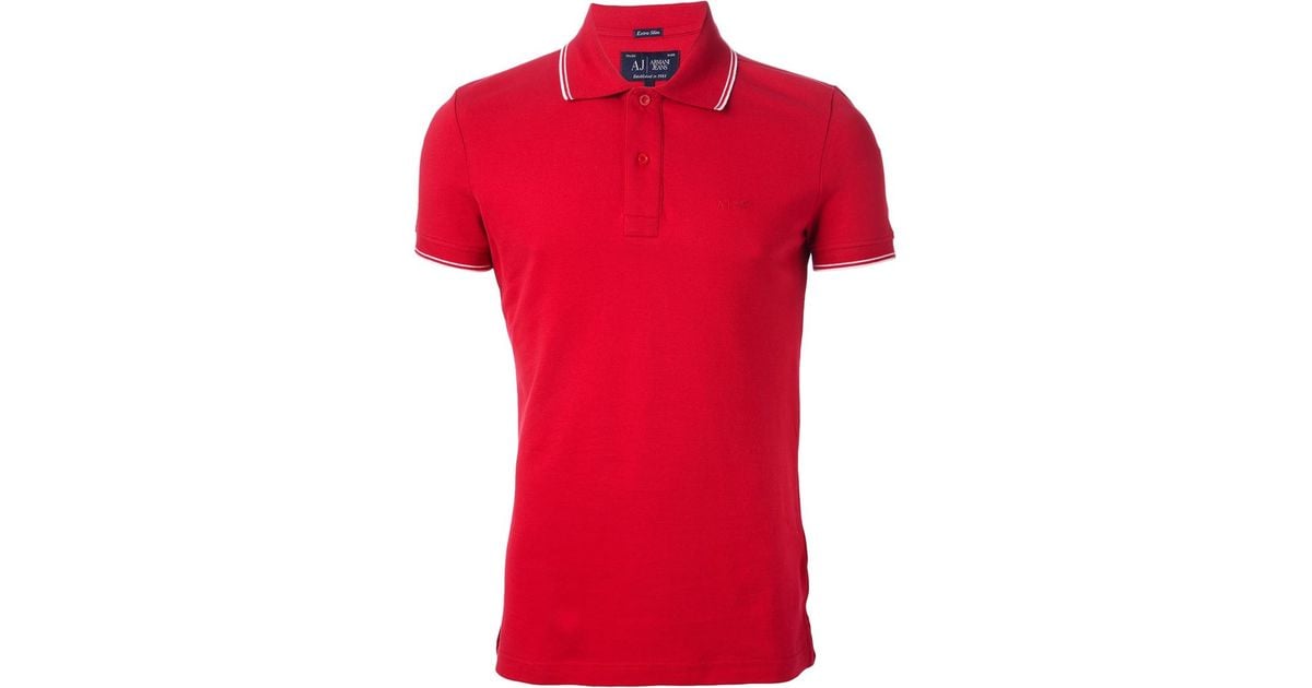 red slim fit polo shirt