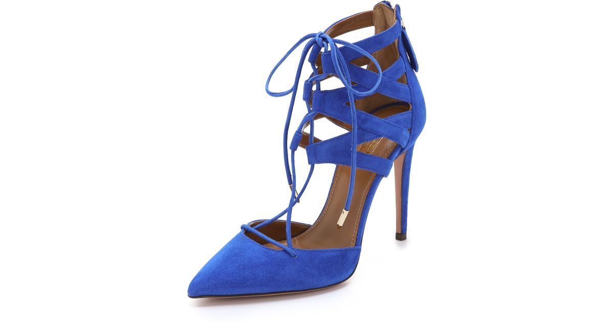 aquazzura blue heels