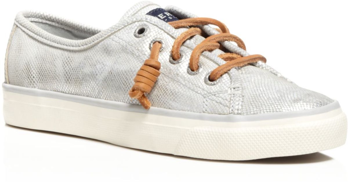 sperry silver sneakers