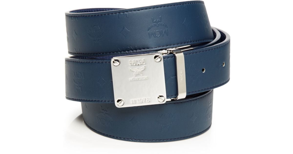 navy blue mcm belt