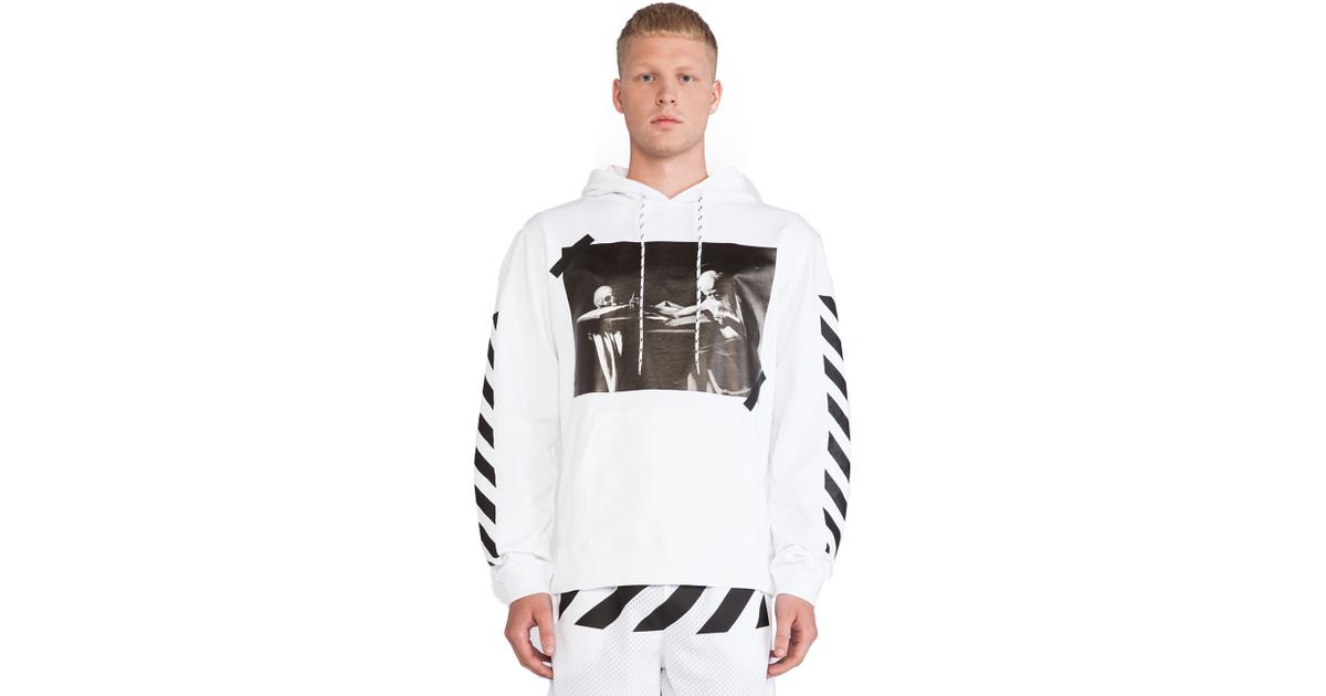 Off-White c/o Virgil Abloh Graphic Hoodie in White (Black) for Men - Lyst