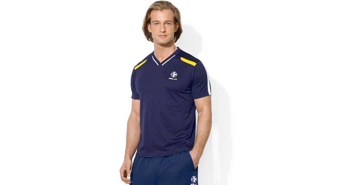 Ralph lauren Polo Rlx Shortsleeve Pieced Vneck Tshirt in Blue for Men | Lyst