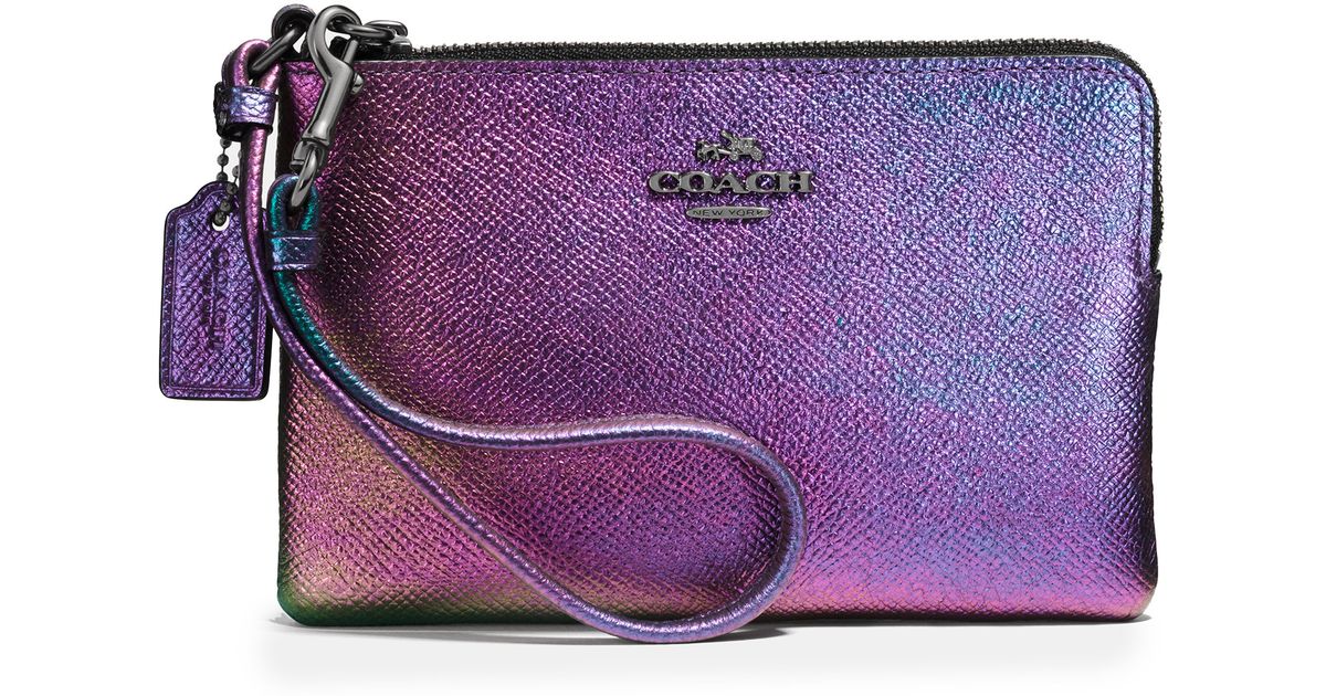 purple coach wristlet