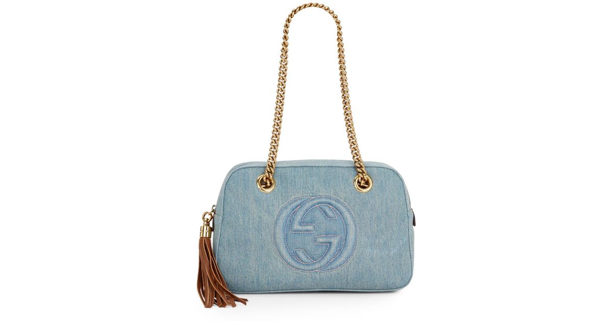 Gucci Soho Denim Shoulder Bag in Blue 