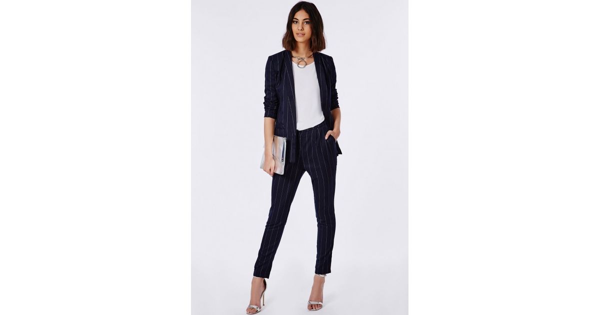 navy blue cigarette trousers womens