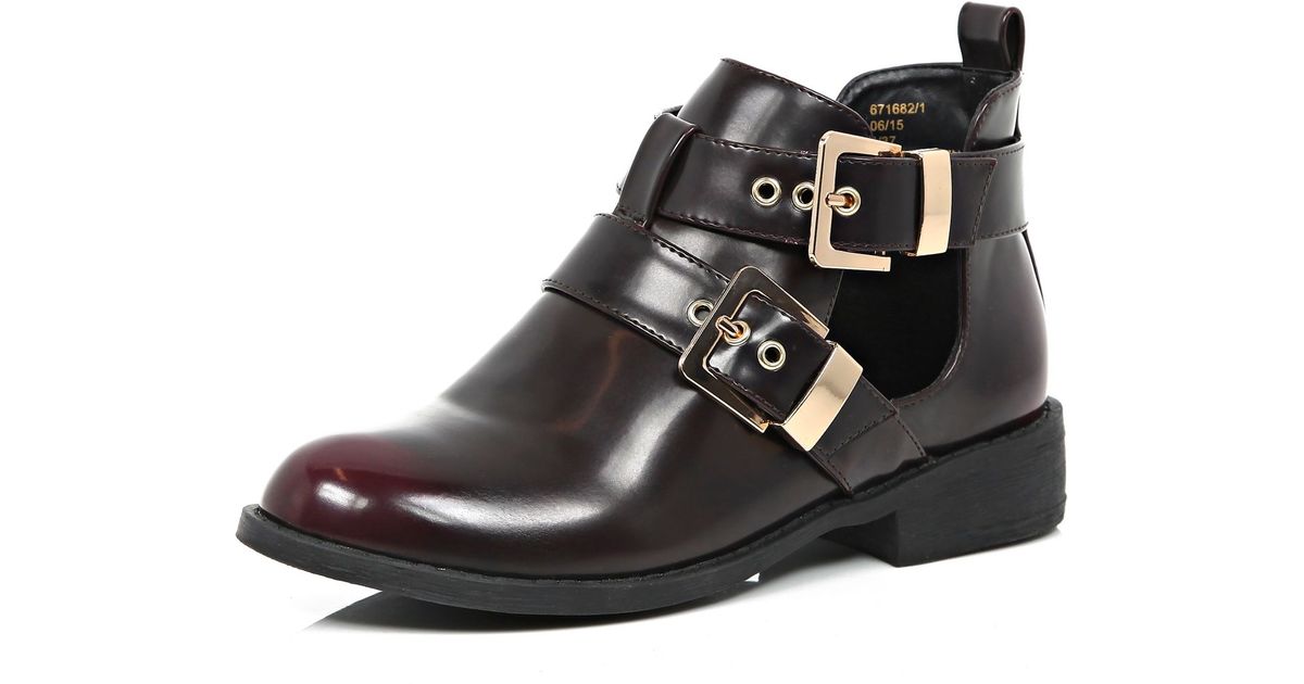 cut out buckle ankle boots