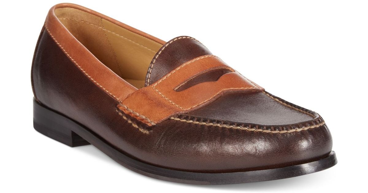two tone penny loafers mens