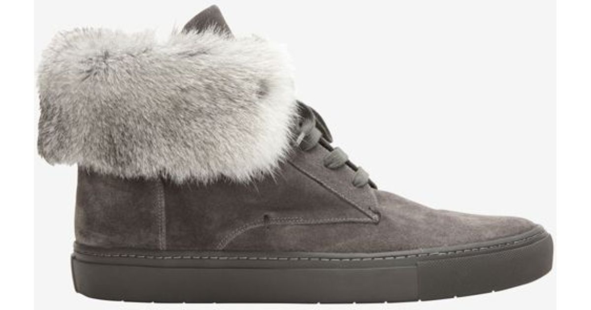 high top fur sneakers