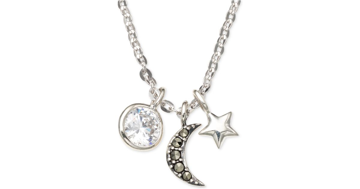 Judith Jack Sterling Silver Crystal And Marcasite Moon Multi Charm Judith Jack Sterling Silver Crystal And Marcasite Moon Multi Charm Necklace In Metallic Lyst