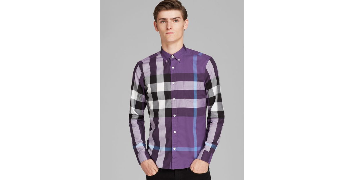 Burberry Brit Fred Sport Shirt Slim Fit in Purple for Men | Lyst