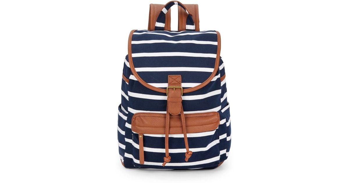 madden girl striped canvas backpack