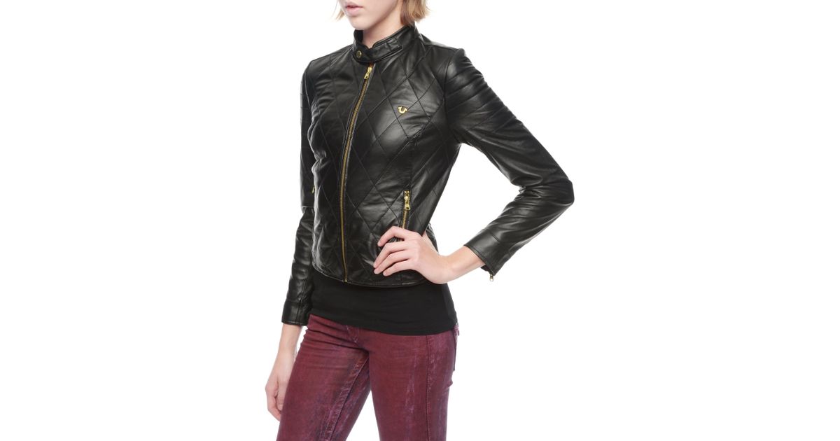 True Religion Leather Quilted Er Womens Jacket In Black Lyst