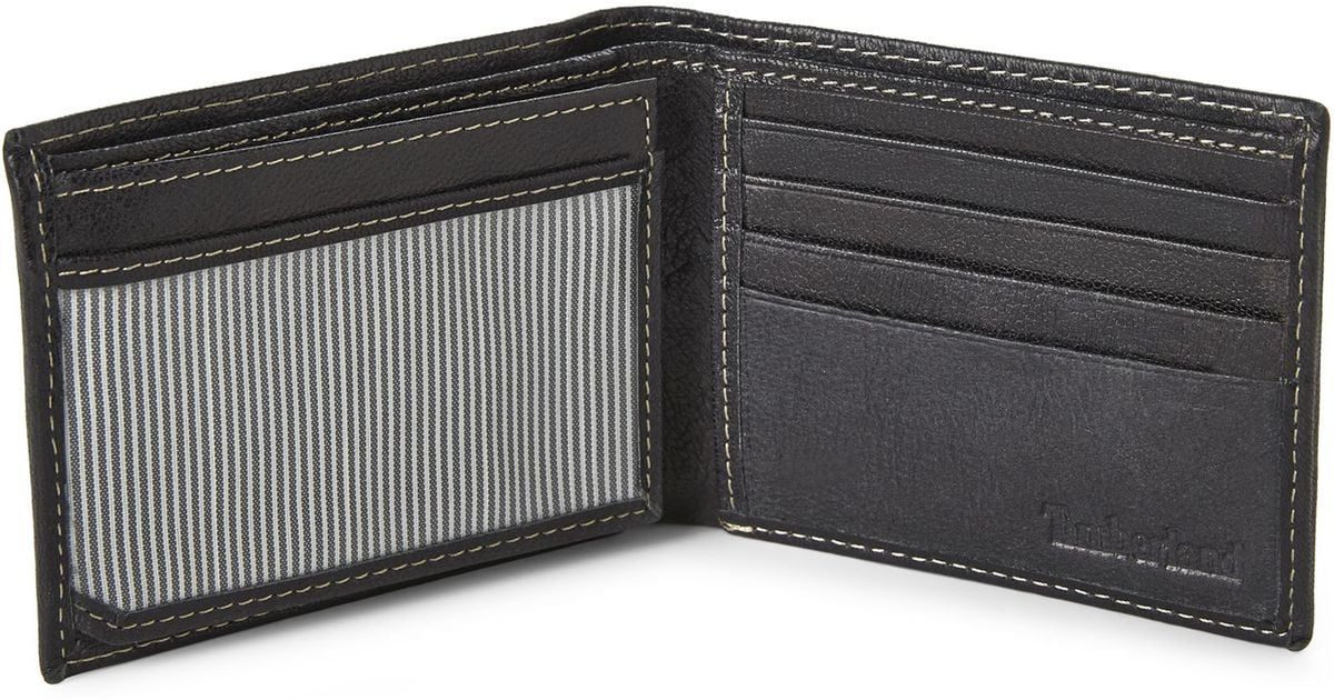 Timberland Men/'s Hudson Commuter Genuine Leather Credit Card Bifold Wallet Black
