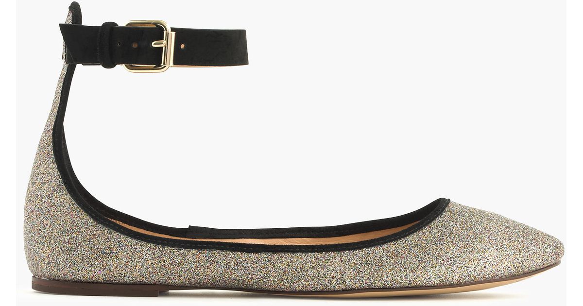 grey glitter flats
