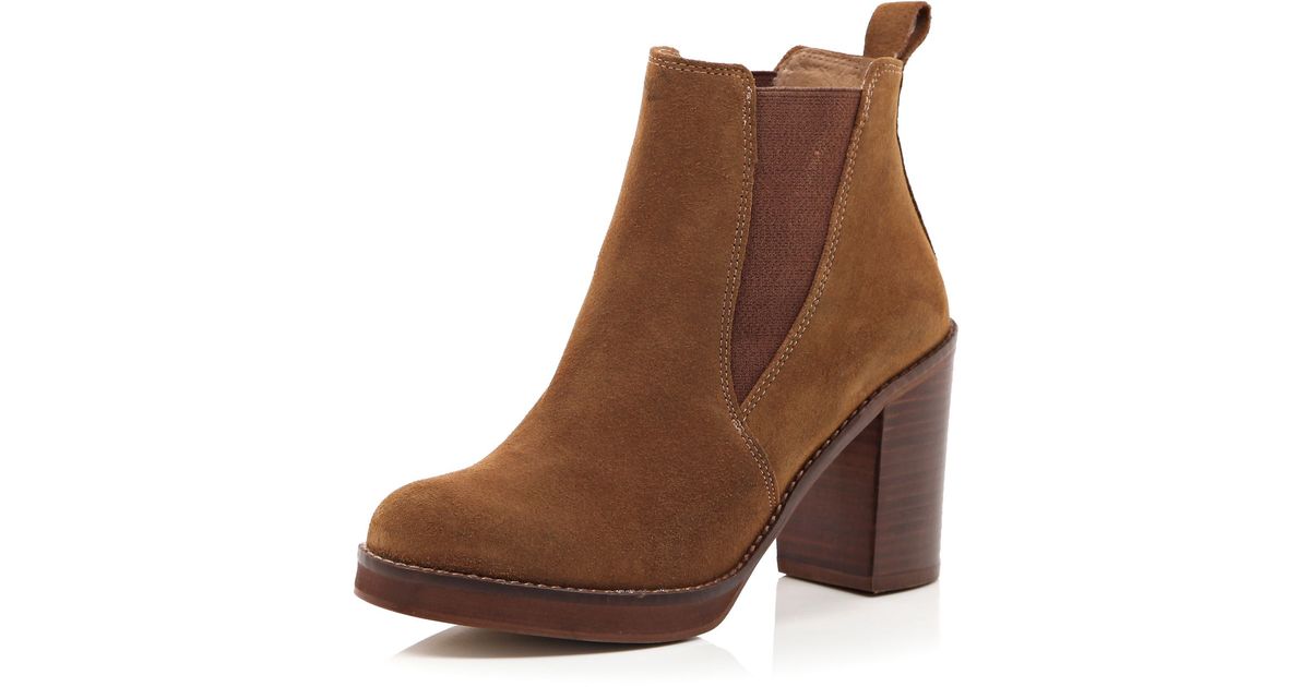 river island block heel chelsea boots