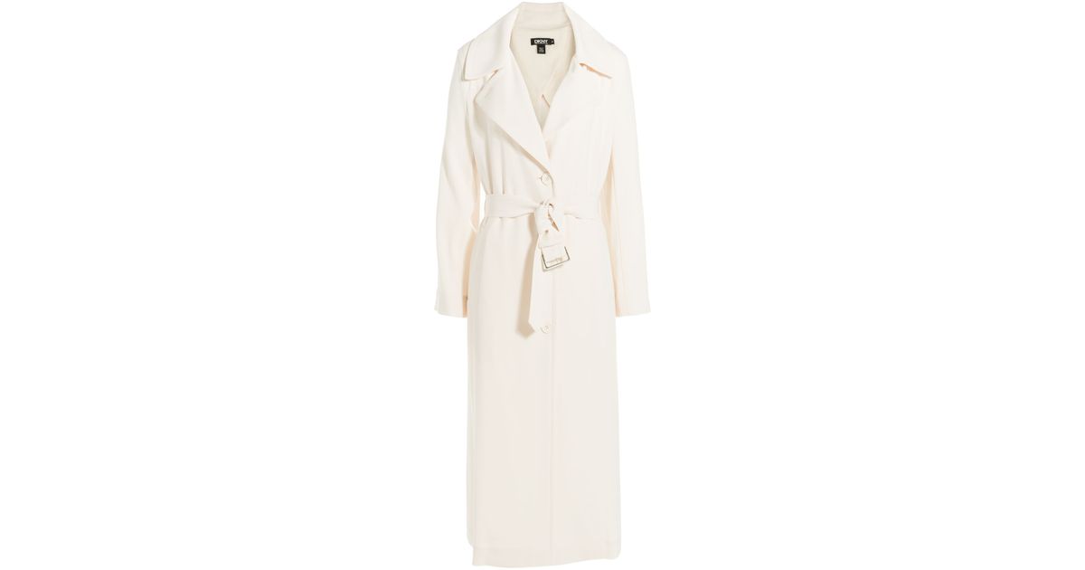 Dkny Lea Maxi Trench Coat In Black Lyst Cole Haan Women S Double Ted Trench Coat Clic Fit Faux Horn Ons Buckles