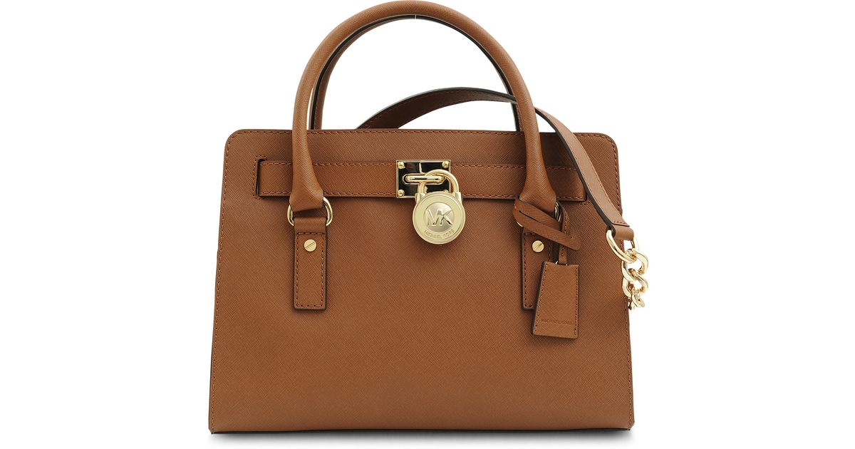 Michael Kors Hamilton Medium SaffianoLeather Tote in Brown Lyst Canada