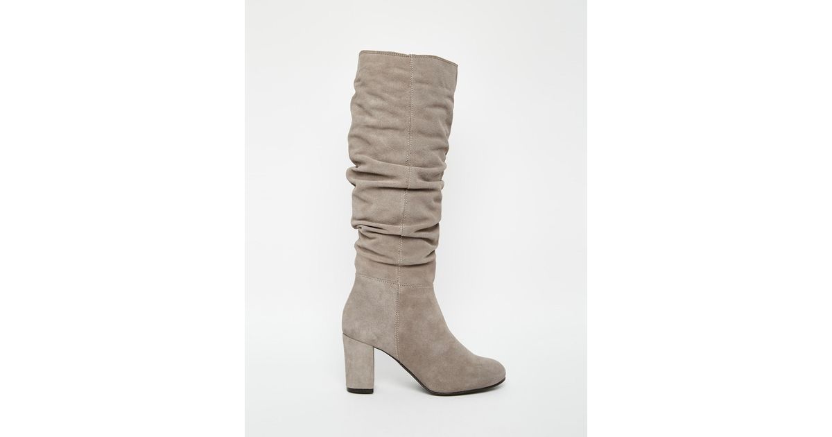 slouch block heel boots