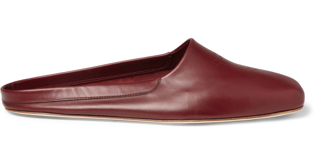 mens red leather slippers