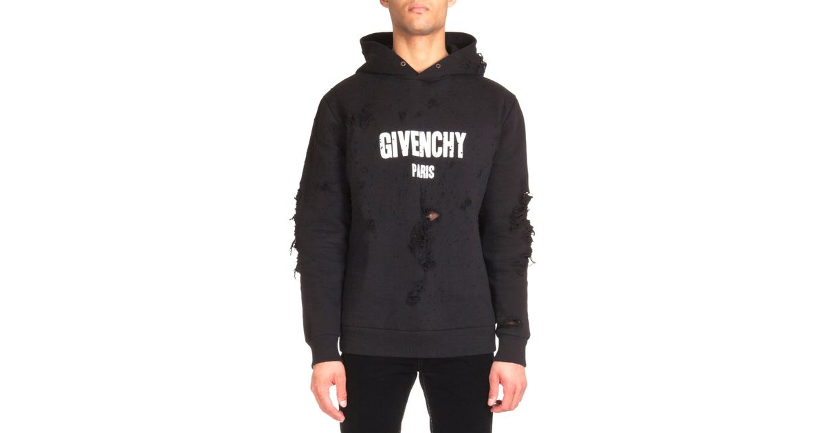 givenchy black ripped hoodie