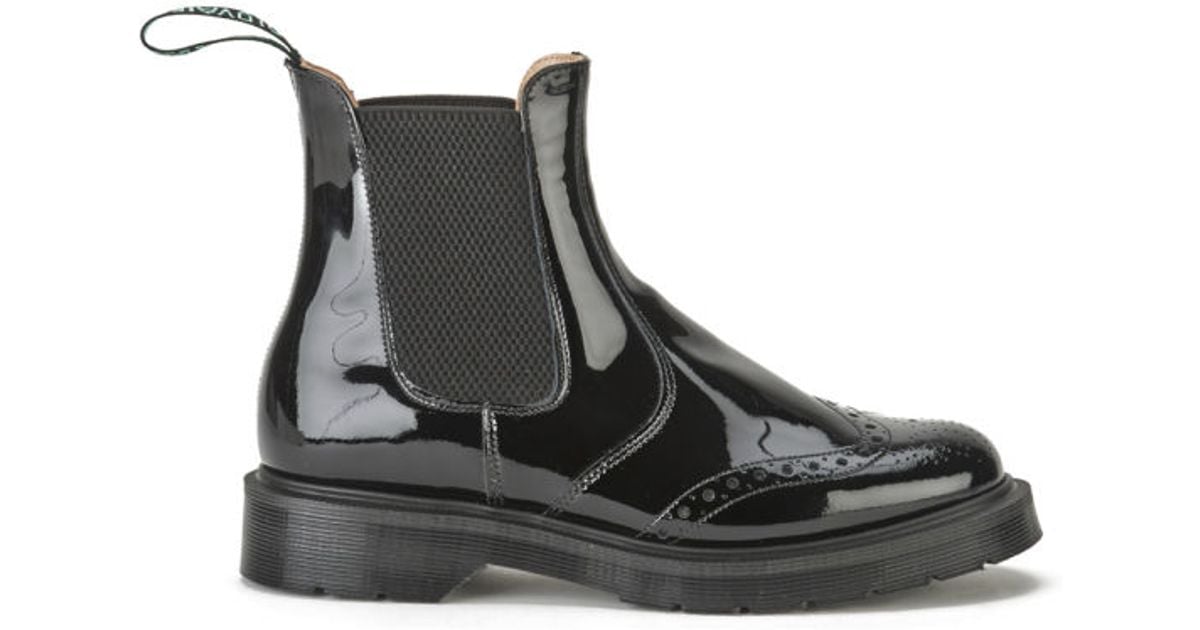 black patent brogue chelsea boots