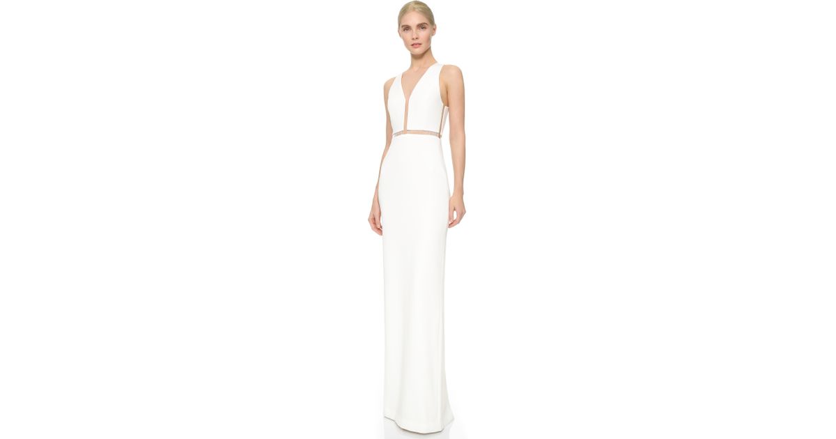 Alexander Wang V Neck Gown With Fishing Line Detail in White | Lyst