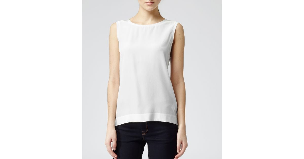 Reiss Kali Silk Front Sleeveless Top in White Lyst