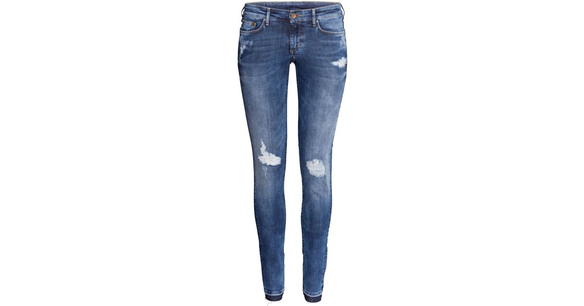 H&M Super Skinny Super Low Jeans in Denim Blue (Blue) - Lyst