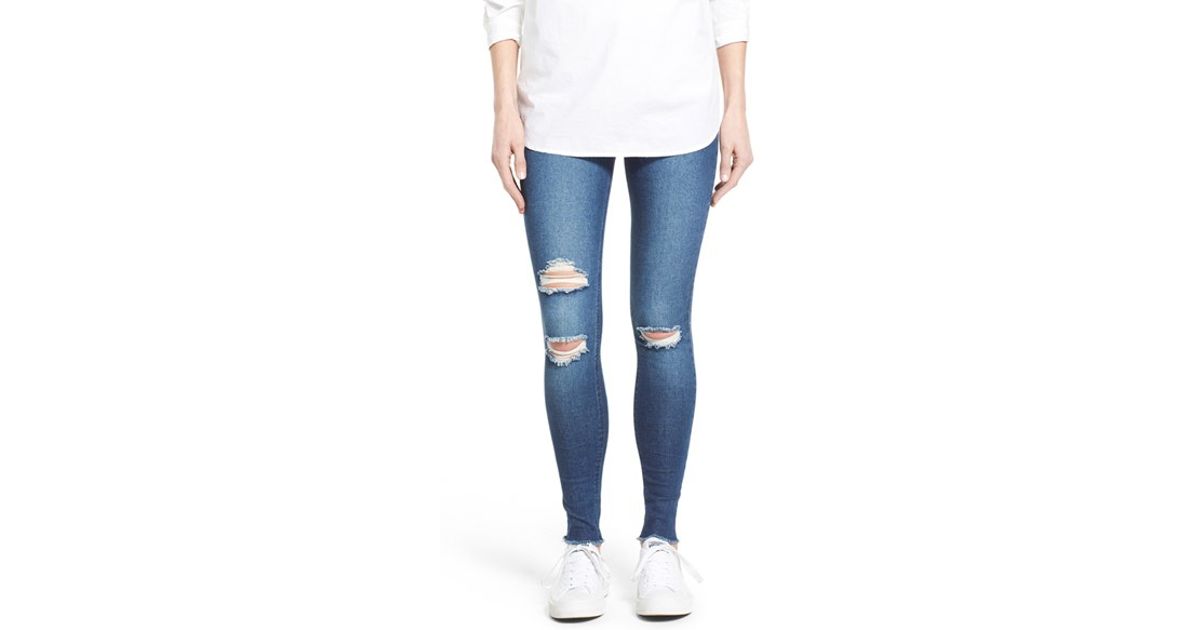 hue distressed denim leggings