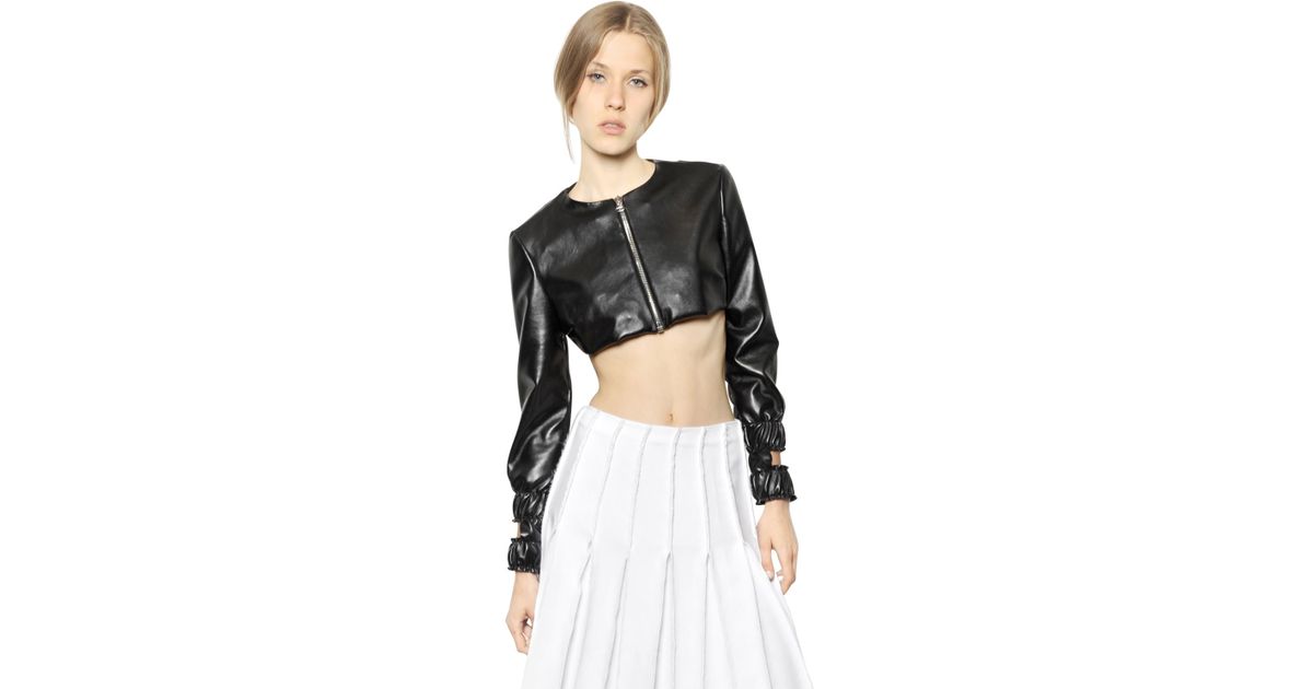 J W Anderson Faux Leather Cropped Jacket In Black Lyst