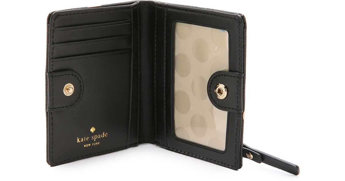 Kate Spade Small Stacy Snap Wallet - Black/deco Beige | Lyst