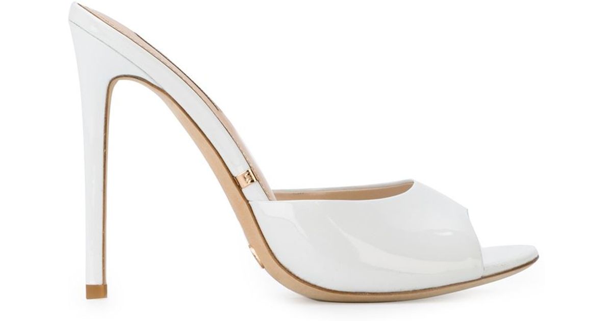 white stiletto mules