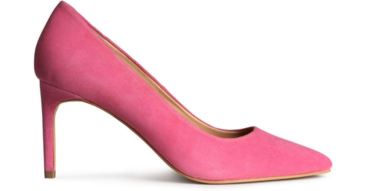H\u0026M Suede Court Shoes in Pink - Lyst