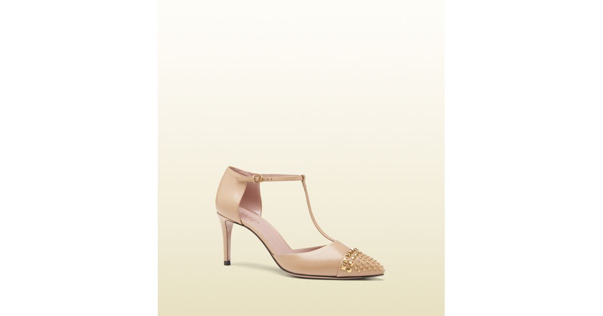 beige t strap pumps
