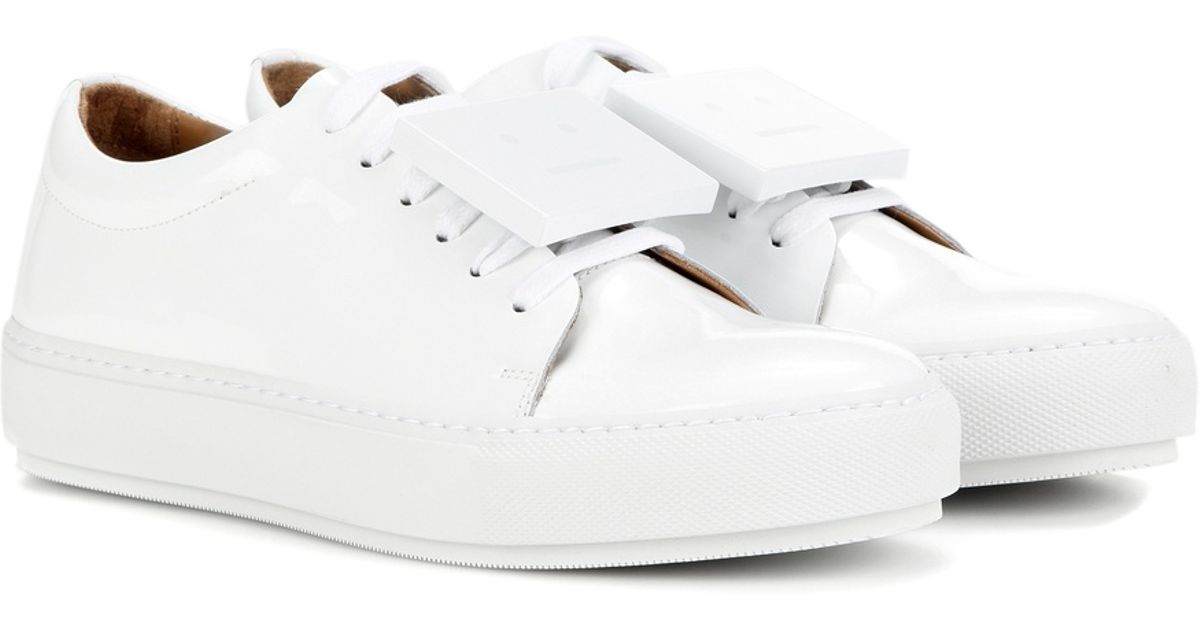 white patent leather sneakers