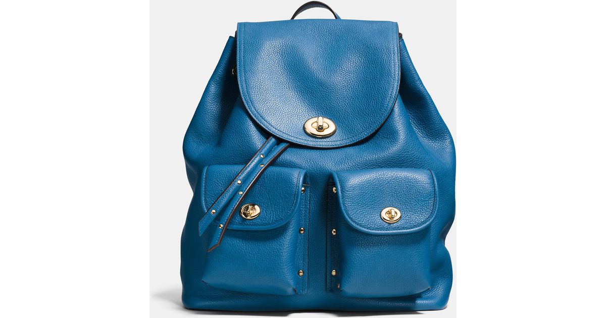 coach blue leather backpack