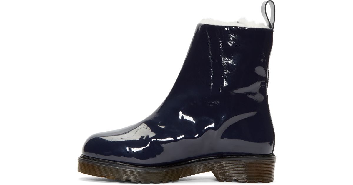navy patent boots