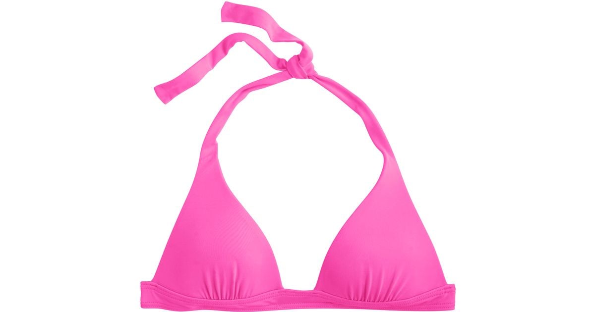 Lyst - J.Crew Neon Sculpted Halter Bikini Top in Pink