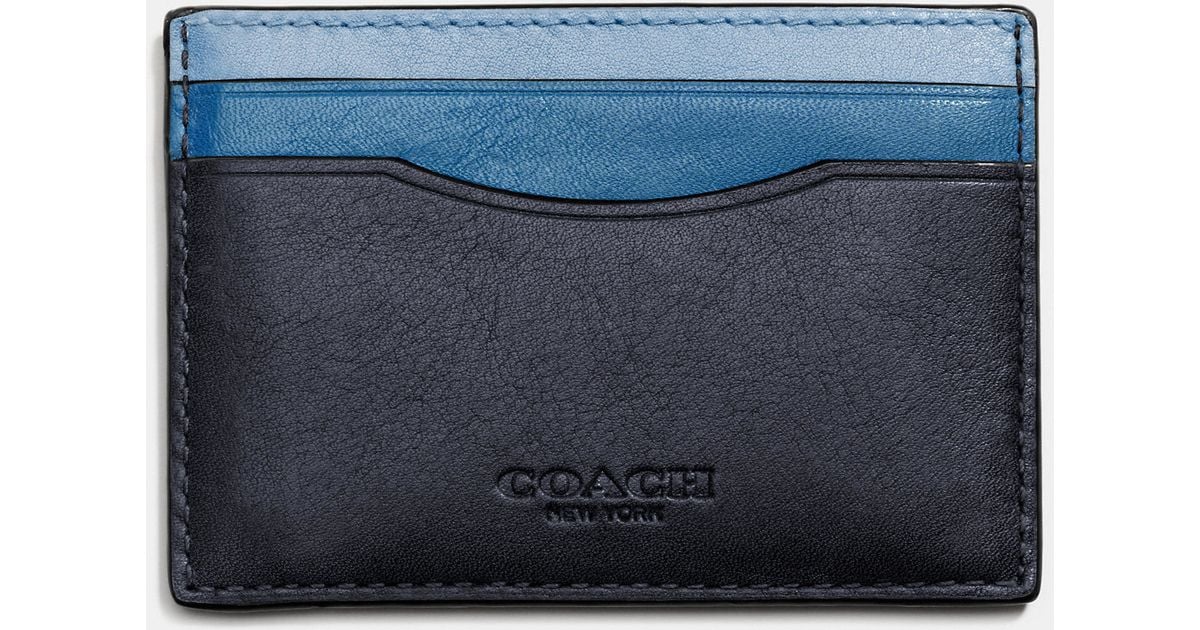 coach blue card holder